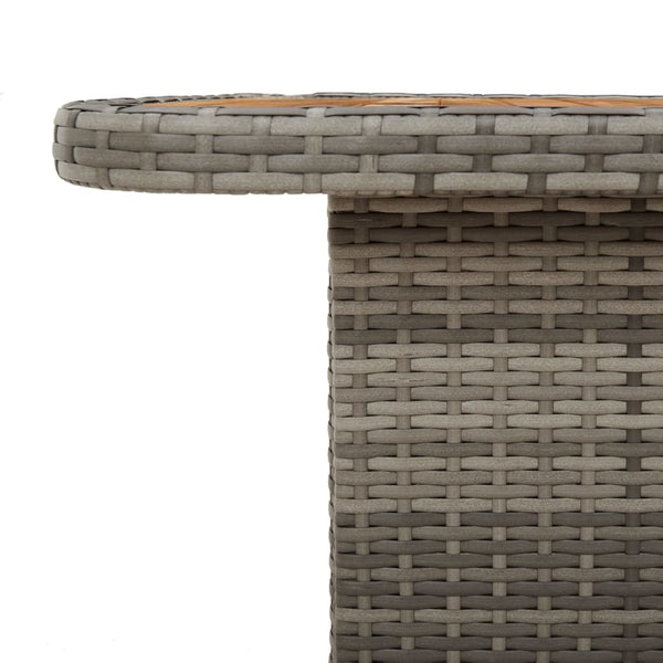 Grauer Gartentisch 90x55 cm Poly Rattan Akazie