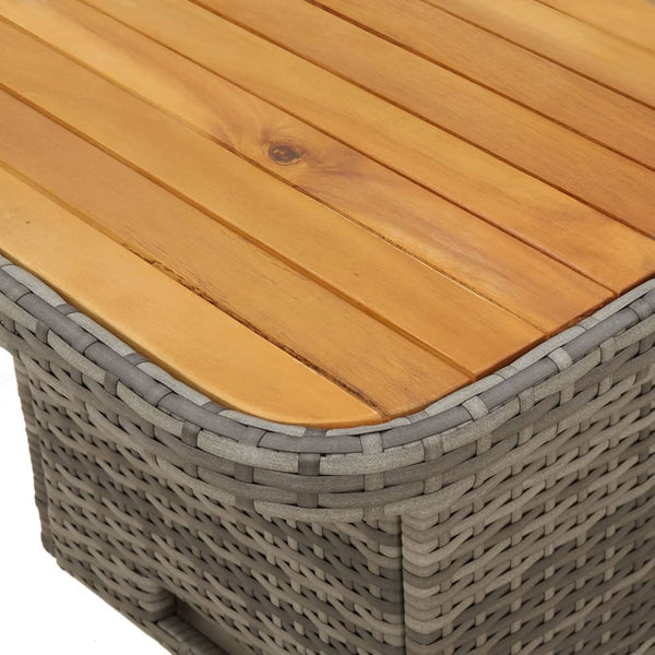Grauer Gartentisch 90x55 cm Poly Rattan Akazie