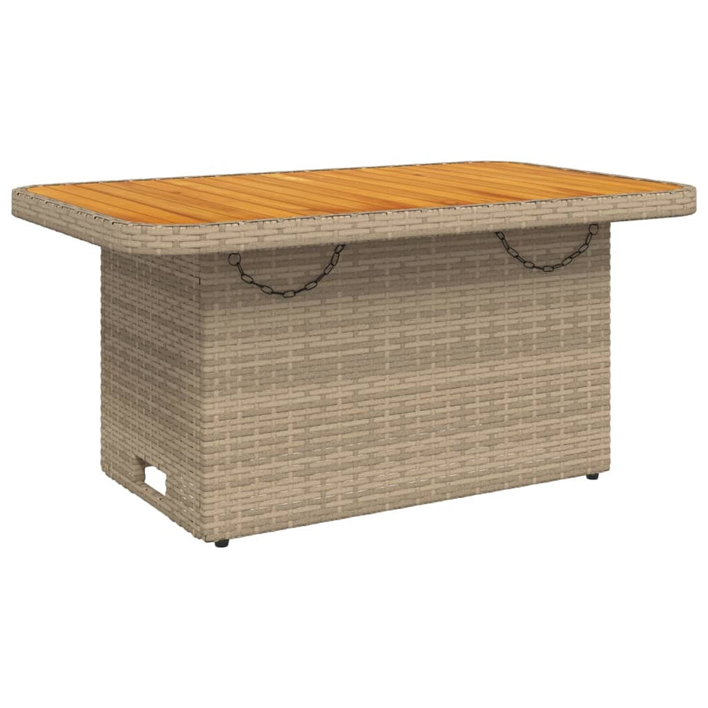 Beiger Gartentisch 90x55 cm Poly Rattan Akazie