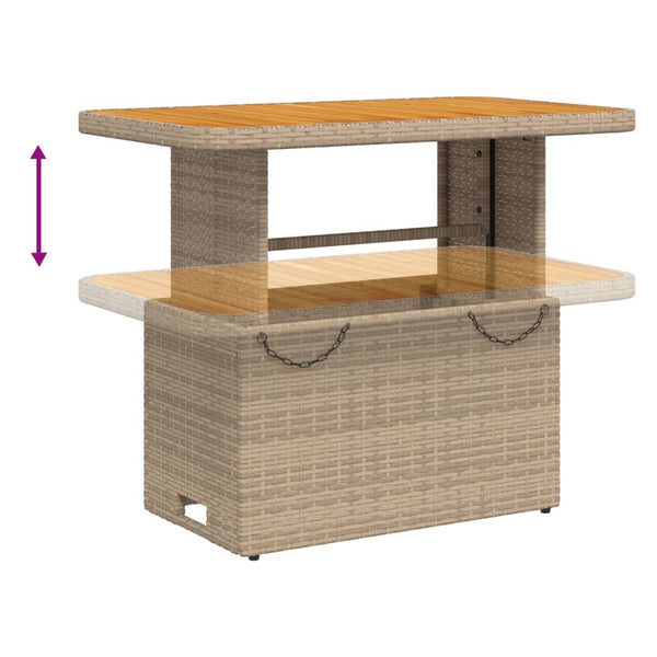 Beiger Gartentisch 90x55 cm Poly Rattan Akazie