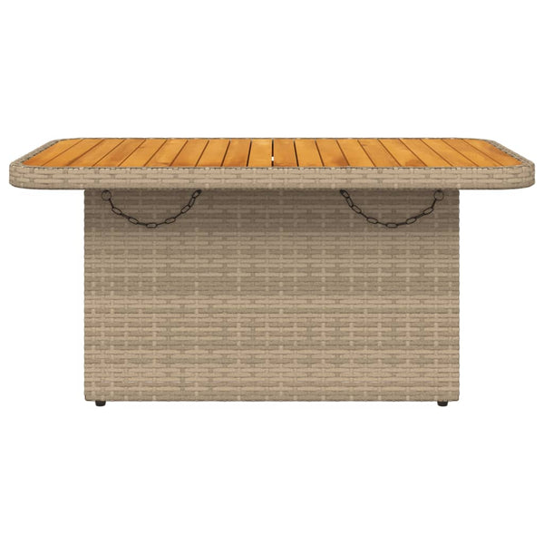 Beiger Gartentisch 90x55 cm Poly Rattan Akazie