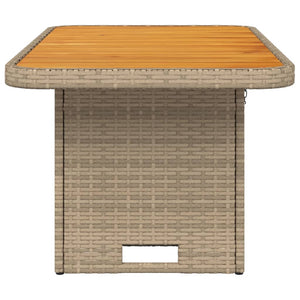Beiger Gartentisch 90x55 cm Poly Rattan Akazie