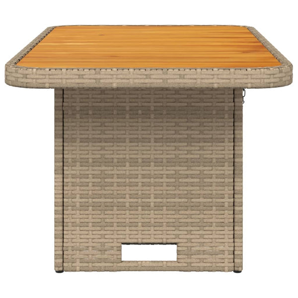 Beiger Gartentisch 90x55 cm Poly Rattan Akazie