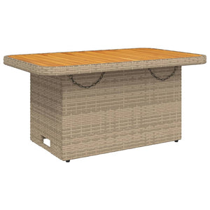 Beiger Gartentisch 90x55 cm Poly Rattan Akazie