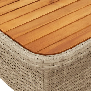 Beiger Gartentisch 90x55 cm Poly Rattan Akazie