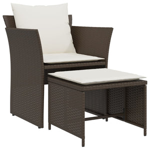 Gartenstuhl mit Hocker Braun Poly Rattan