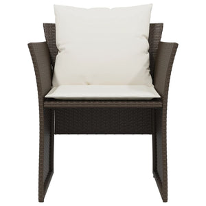 Gartenstuhl mit Hocker Braun Poly Rattan
