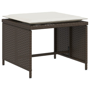 Gartenstuhl mit Hocker Braun Poly Rattan