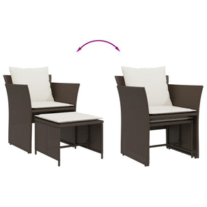 Gartenstuhl mit Hocker Braun Poly Rattan
