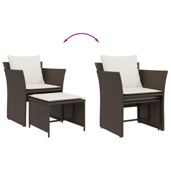 Gartenstuhl mit Hocker Braun Poly Rattan