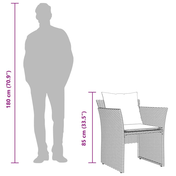 Gartenstuhl mit Hocker Braun Poly Rattan
