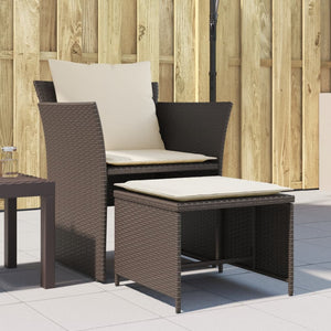 Gartenstuhl mit Hocker Braun Poly Rattan