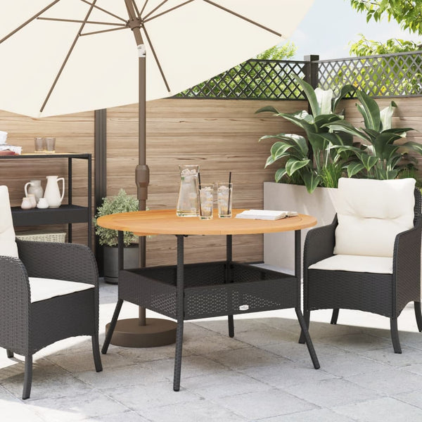 Gartentisch Schwarz Ø110cm Poly Rattan