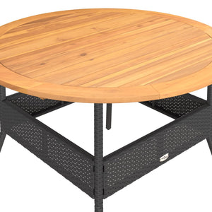 Gartentisch Schwarz Ø110cm Poly Rattan