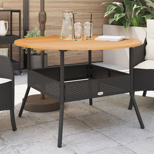 Gartentisch Schwarz Ø110cm Poly Rattan