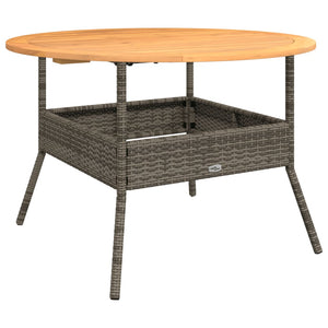 Gartentisch Grau Ø110cm Poly Rattan Holzplatte