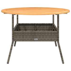 Gartentisch Grau Ø110cm Poly Rattan Holzplatte