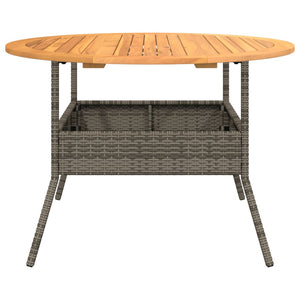 Gartentisch Grau Ø110cm Poly Rattan Holzplatte