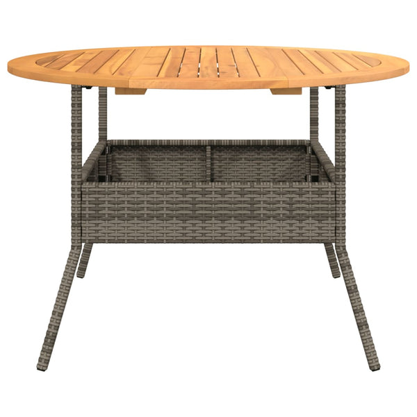 Gartentisch Grau Ø110cm Poly Rattan Holzplatte
