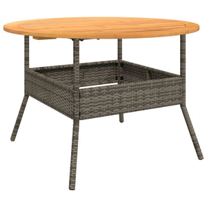 Gartentisch Grau Ø110cm Poly Rattan Holzplatte