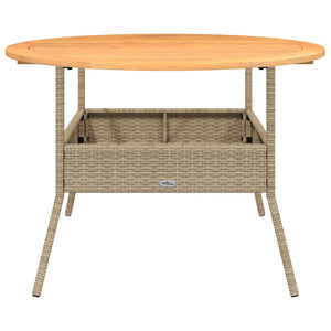 Beiger Gartentisch Ø110cm mit Holzplatte
