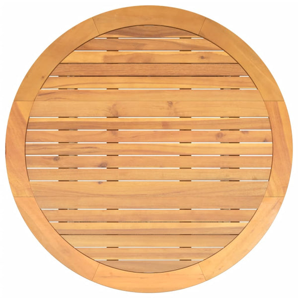 Beiger Gartentisch Ø110cm mit Holzplatte