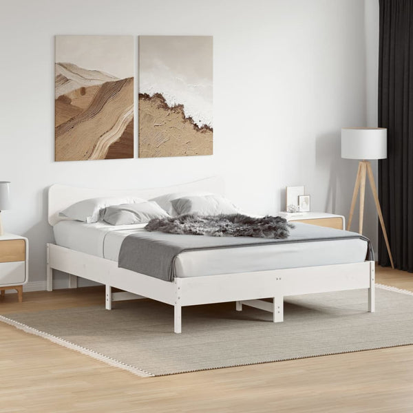 Weißes Kopfteil 140 cm Kiefer Massivholz