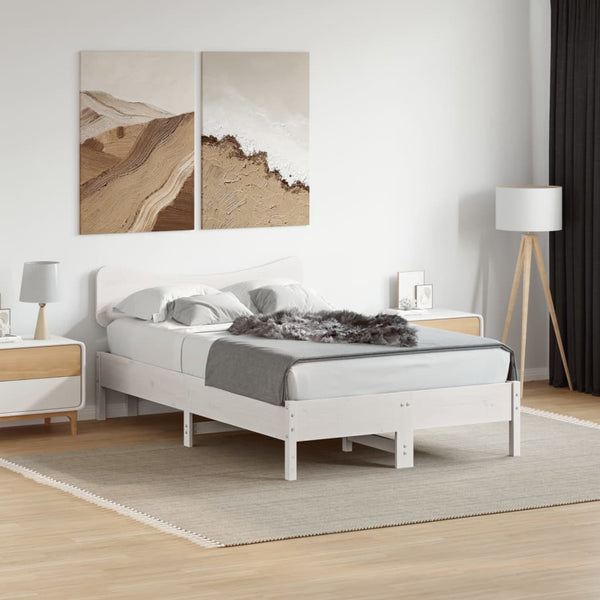 Weißes Kopfteil 135 cm Kiefer Massivholz