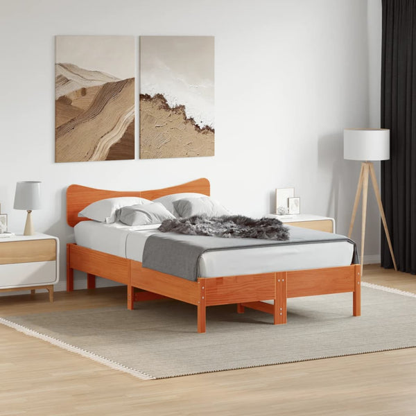 Wachsbraunes Kopfteil 135 cm Kiefer Massivholz