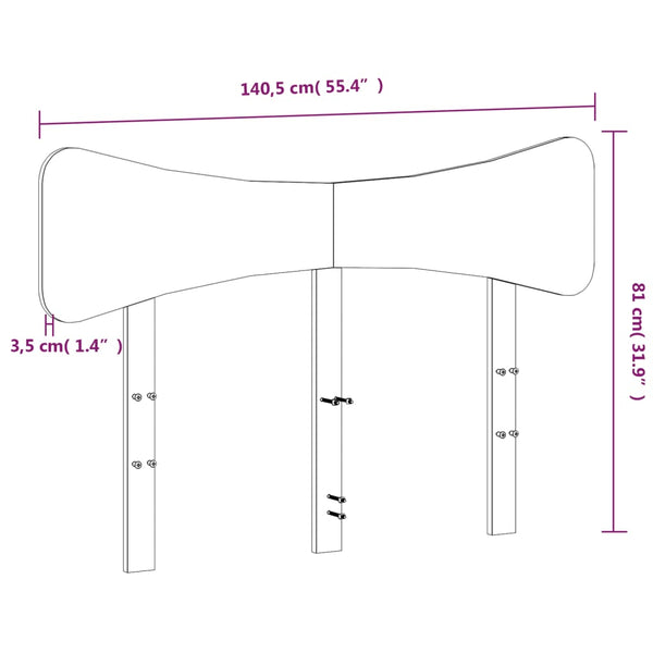 Wachsbraunes Kopfteil 135 cm Kiefer Massivholz