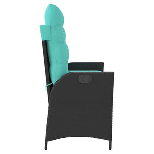 Verstellbare Gartenbank mit Kissen, Poly Rattan Schwarz