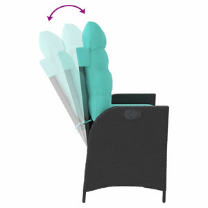 Verstellbare Gartenbank mit Kissen, Poly Rattan Schwarz