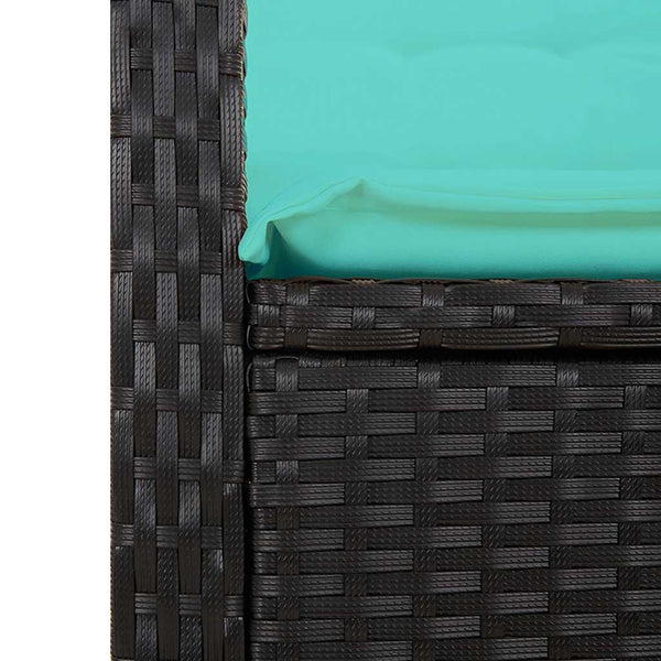 Verstellbare Gartenbank mit Kissen, Poly Rattan Schwarz
