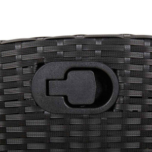 Verstellbare Gartenbank mit Kissen, Poly Rattan Schwarz