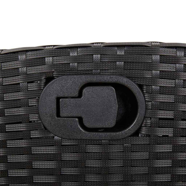 Verstellbare Gartenbank mit Kissen, Poly Rattan Schwarz