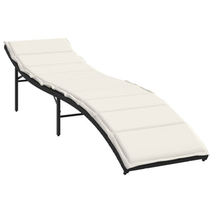 Schwarze Poly Rattan Sonnenliege mit Kissen