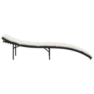 Schwarze Poly Rattan Sonnenliege mit Kissen