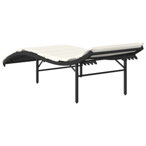 Schwarze Poly Rattan Sonnenliege mit Kissen