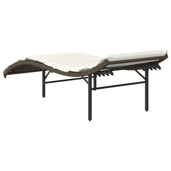 Poly Rattan Sonnenliege Braun mit Kissen