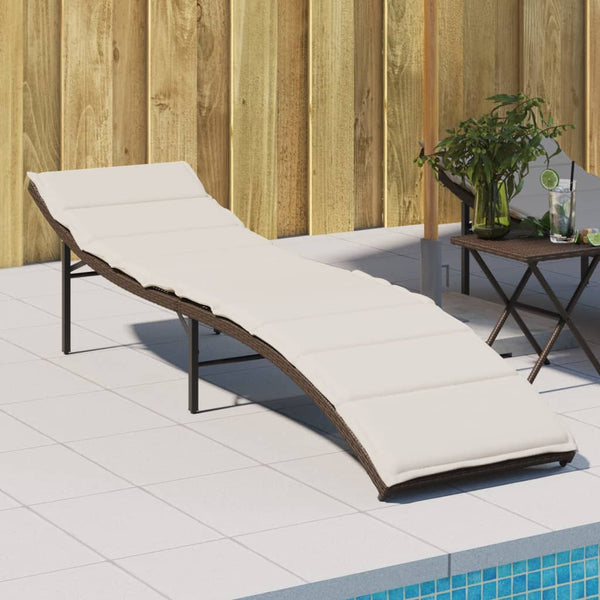 Poly Rattan Sonnenliege Braun mit Kissen