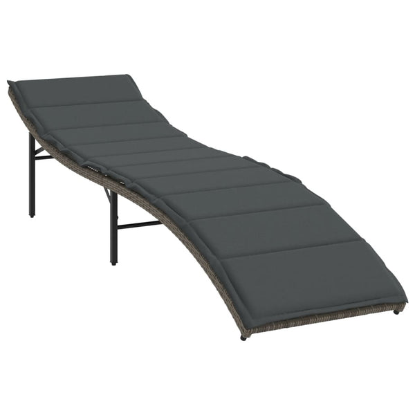 Graue Poly Rattan Sonnenliege mit Kissen