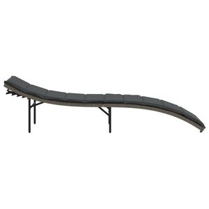 Graue Poly Rattan Sonnenliege mit Kissen