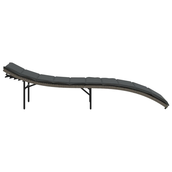 Graue Poly Rattan Sonnenliege mit Kissen