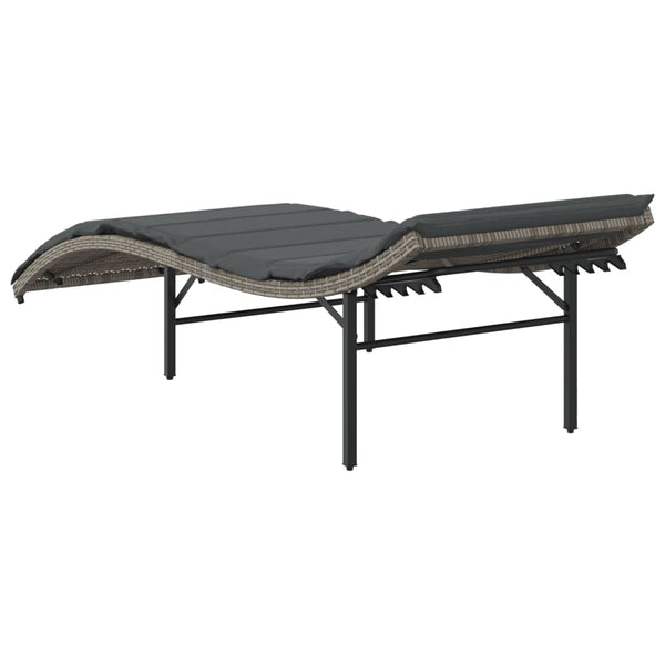 Graue Poly Rattan Sonnenliege mit Kissen
