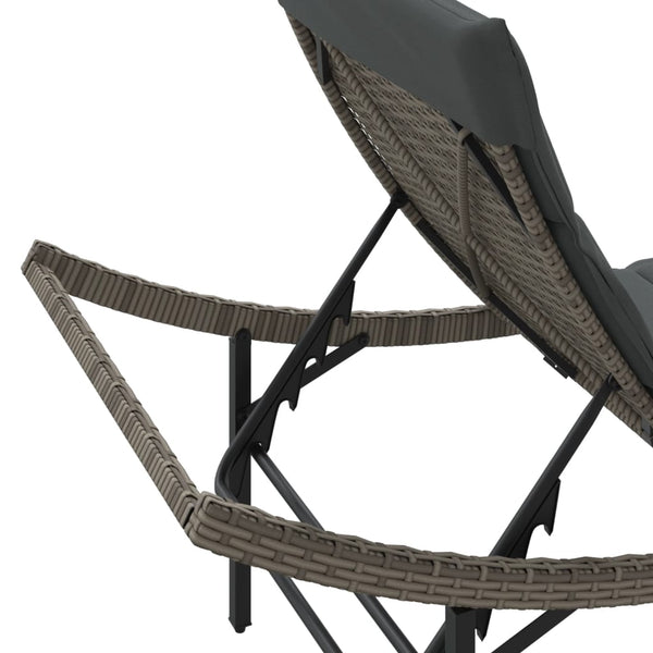 Graue Poly Rattan Sonnenliege mit Kissen
