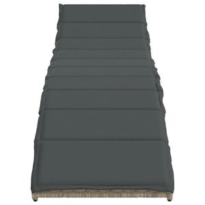 Sonnenliege Poly Rattan Hellgrau mit Kissen