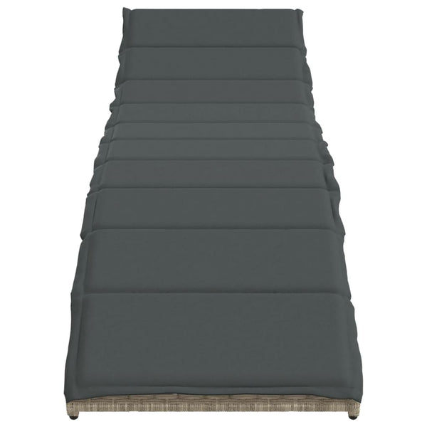Sonnenliege Poly Rattan Hellgrau mit Kissen
