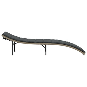Sonnenliege Poly Rattan Hellgrau mit Kissen