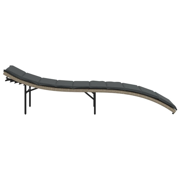 Sonnenliege Poly Rattan Hellgrau mit Kissen