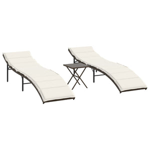 Poly Rattan Sonnenliegen 2er Set mit Tisch